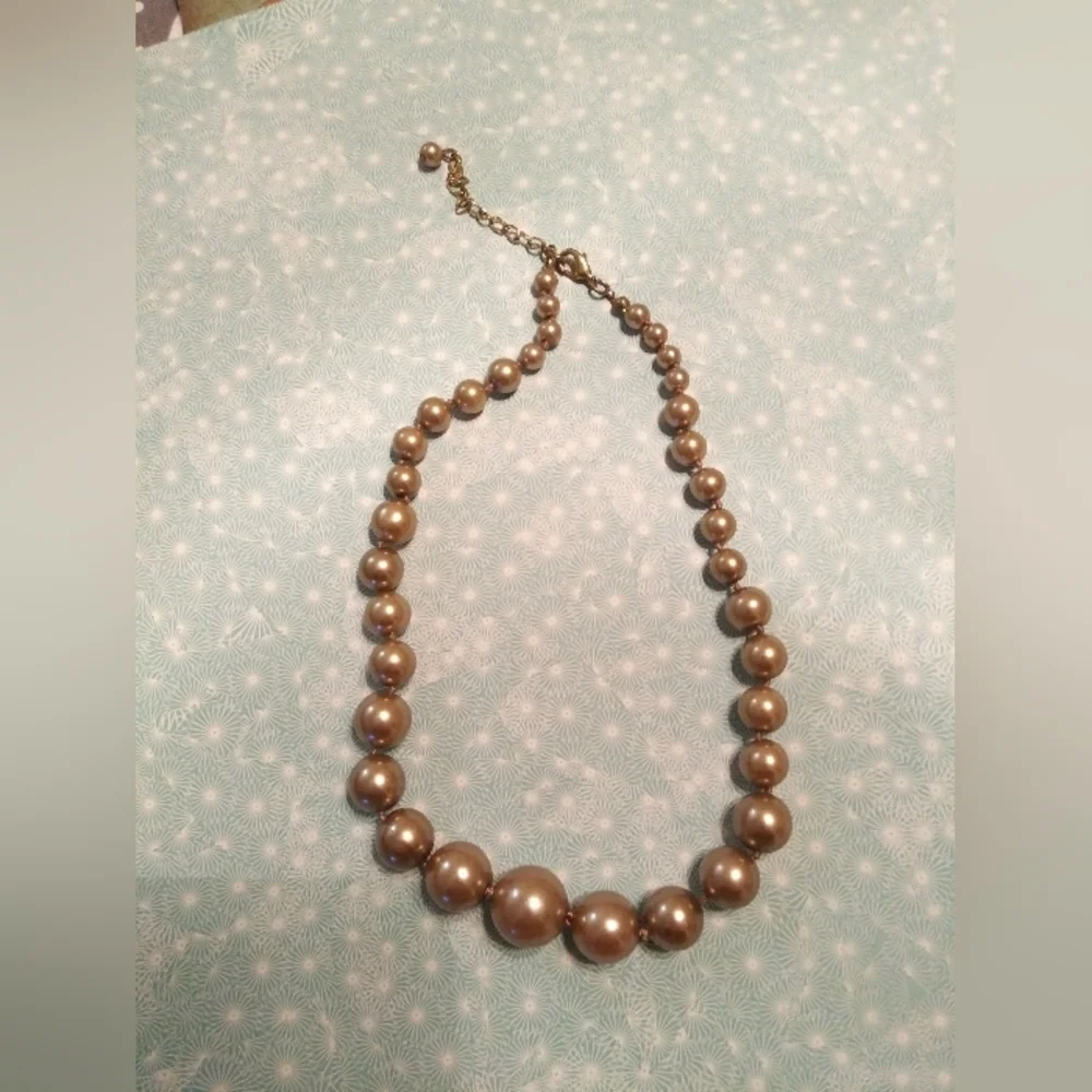 Creamy Taupe Faux Pearl Necklace